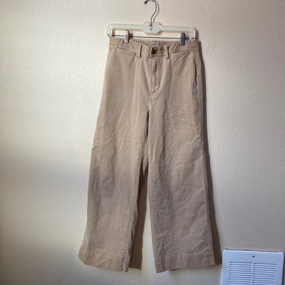 High rise wide leg crop khakis